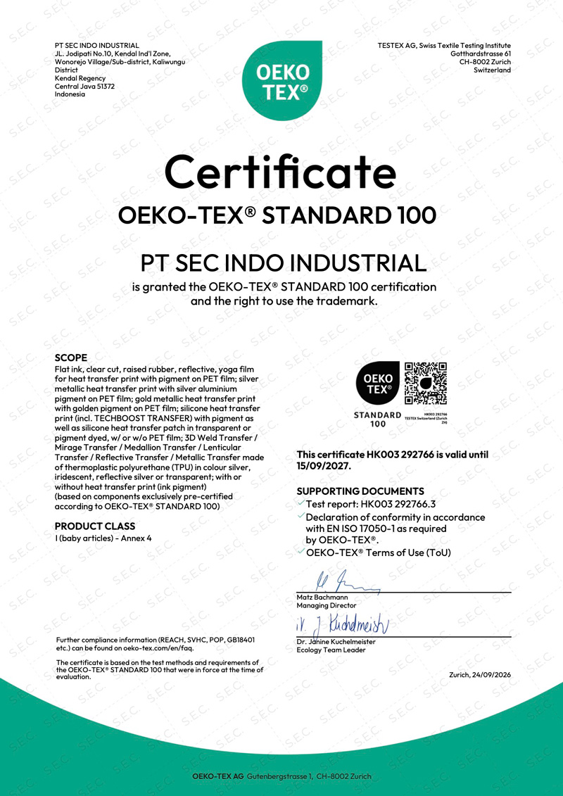 Oeko-Tex Class I - HK003 292766