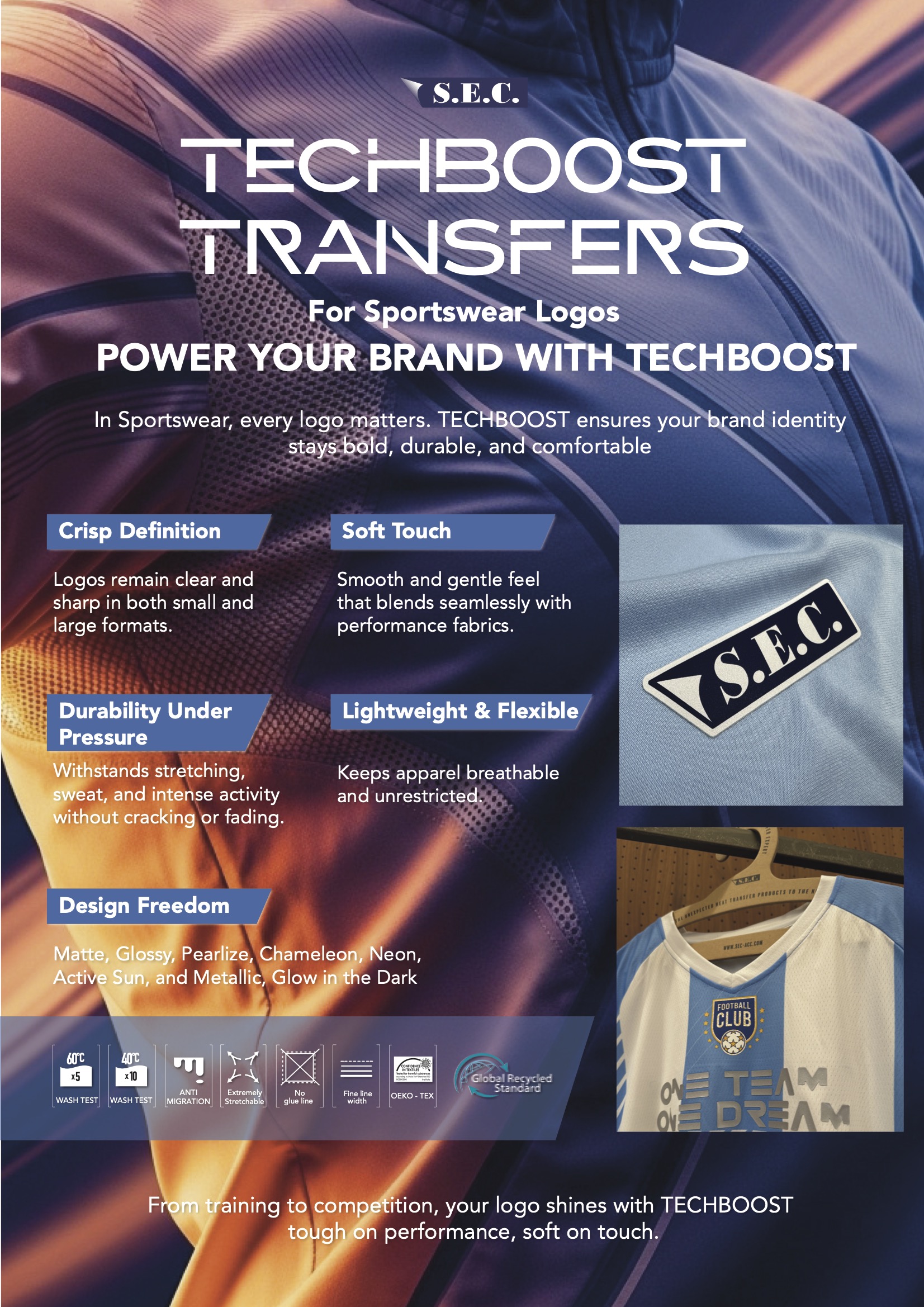 TECHBOOST TRANSFERS For Sportswear Logos POWER YOUR BRAND WITH TECHBOOST